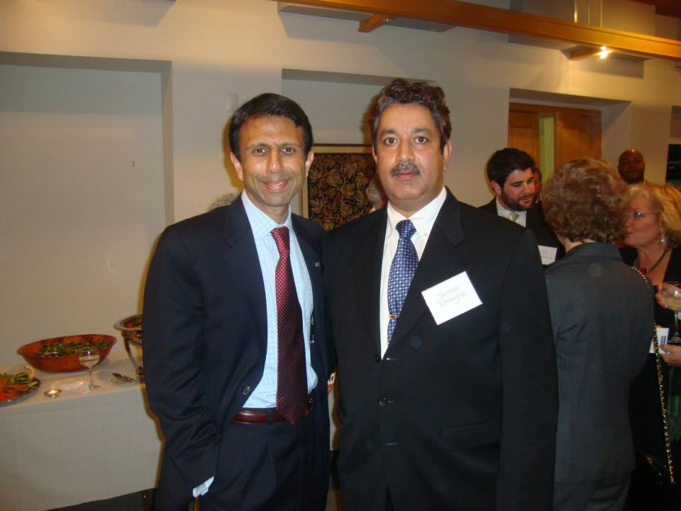 Sarvesh Kumar Dharayan with Governor of Louisiana Bobby Jindal at the fundraising event in New Jersey.